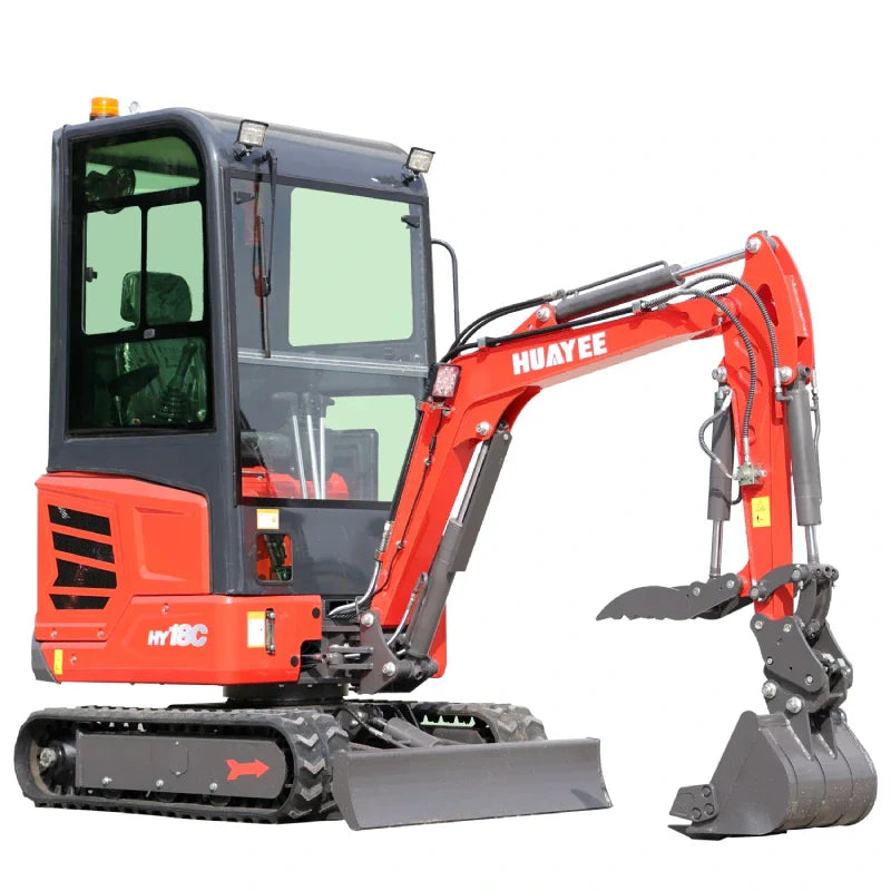 Mini Excavator with 14hp Kubota Engine | Hydraulic Thumb, Side Swing & Cab | HUAYEE HY18C