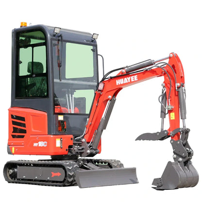 Mini Excavator with 14hp Kubota Engine | Hydraulic Thumb, Side Swing & Cab | HUAYEE HY18C