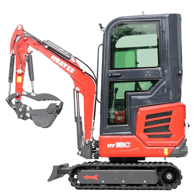 Mini Excavator with 14hp Kubota Engine | Hydraulic Thumb, Side Swing & Cab | HUAYEE HY18C