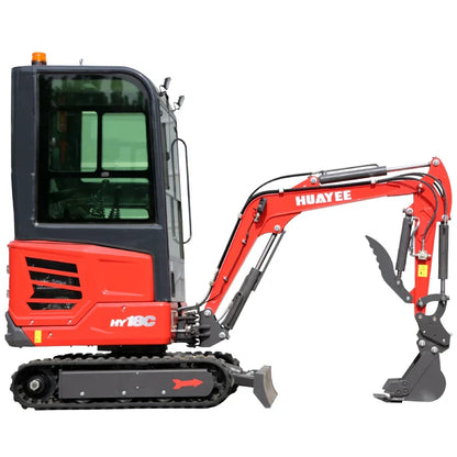 Mini Excavator with 14hp Kubota Engine | Hydraulic Thumb, Side Swing & Cab | HUAYEE HY18C