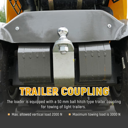 HUAYEE WHY500 Mini Wheel Loader | Compact Articulated Wheel Loader - Hydrostatic Drive - Small Front End Loader for Landscaping & Farming