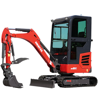 2 Ton Pro Mini Excavator with 16HP Kubota Engine & Enclosed Cab | HUAYEE HY20C