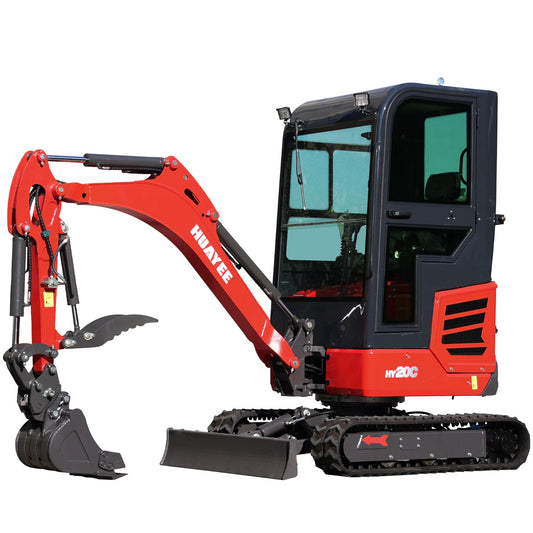 2 Ton Pro Mini Excavator with 16HP Kubota Engine & Enclosed Cab | HUAYEE HY20C